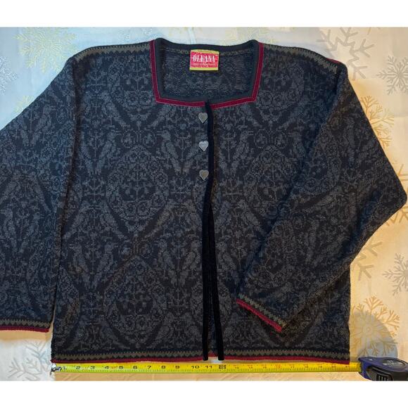 OLEANA Authentic Norwegian Luxurious Wool Cardigan High-End Nordic Knitwear SZ M - Picture 5 of 13